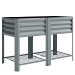 Outsunny Erhöhtes Stadtbeet mit unterer Ablage Pflanztisch aus verzinktem Metall mit Innenauskleidung 120x55x80 cm silbergrau