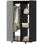 HOMCOM Armoire penderie vêtement dressing mobile 4 roulettes tringle à vêtements et étagères ouvertes 80 x 40 x 128 cm noir