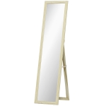 HOMCOM Espejo de pie y mural rectangular de cuerpo entero para vestidor, dormitorio y salón 37x37x154cm madera natural