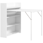 HOMCOM Folding Dining Table, Drop Leaf Table for Small Spaces with 3-tier Shelves, Foldable Kitchen Table, Anti-tipping, White