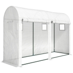 Outsunny Invernadero de Jardín, Pequeño Invernadero de Balcón con Cubierta PE Estructura de Acero, Puertas y Ventanas Enrollables 300 x 100 x 200 cm blanco