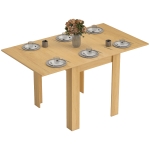 HOMCOM Table à manger extensible rectangle pour 4 à 6 personnes, table de cuisine 70-140 cm, patins en feutre, bois naturel