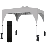 Outsunny Tonnelle pliante Pop-up 3x3 m avec verrouillage central Hauteur réglable Sac de transport à roulettes et sacs de sable Gris
