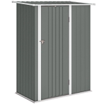 Outsunny Capanno Porta Attrezzi in Metallo con Tetto Inclinato e Porta Bloccabile, 142x86x189 cm, Grigio Chiaro