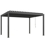 Outsunny Bioklimatische Pergola 4x3m, Aluminium-Pergola, verstellbare Lamellen, Kurbel, Sonnenschutz, wasserdicht, dunkelgrau