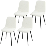 HOMCOM Lot de 4 chaises de salle à manger rembourrées avec dossier haut, pieds en acier et tissu effet velours, crème