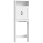 HOMCOM Dulap peste WC Mobilier de baie cu 2 uși cu închidere silențioasă Raft deschis 64x21x173,5 cm Alb