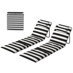 Outsunny Lot de 2 Tapis de Plage Pliables avec Dossier Réglable Appui-tête Rembourré 150x50x2 cm Gris et blanc