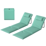 Outsunny Ensemble de 2 Tapis de Plage Pliables avec Dossier Réglable Appui-tête Rembourré 146x50x2 cm Vert