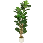 HOMCOM Plante artificielle intérieure 150 cm Figuier lyre arbre artificiel avec pot en plastique et tronc en bois massif, vert