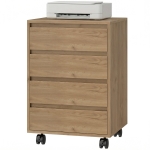 HOMCOM Caisson de bureau rangement bureau sur roulettes 4 tiroirs coulissants en bois aspect bois marron