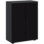 kleankin Mueble de baño 2 puertas en madera con 3 estantes y cierre amortiguado, 60x30x82 cm, Negro