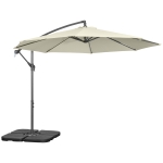 Outsunny Parasol Descentrado de 6 Varillas con Manivela y Base en Cruz, en Metal y Poliéster, Ø292x247 cm, Beige