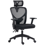 Vinsetto Silla de Oficina Ergonómica con Altura Regulable, Soporte Lumbar y Reposacabezas, 66x61x106-116cm Negro