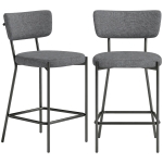 HOMCOM Taburetes de bar en set de 2, sillas acolchadas con respaldo curvado, para isla de cocina, zona de desayuno, gris