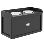 PawHut Stainless Steel Raised Dog Bowls, with 21L Storage Drawer for Large Dogs and Cats - Black