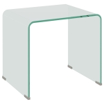 HOMCOM Mesa de cristal templado moderna para salón con diseño monobloque, 50x40x45 cm, Transparente