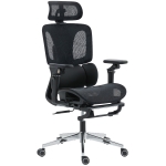 HOMCOM Silla de Oficina Ergonómica con Reposabrazos 6D y Reposapiés, 71x67x133 cm, Negro