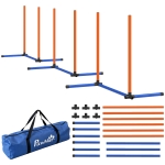 PawHut Agility-set voor honden 3-delige agilityuitrusting met slalomstokken draagtas trainingsset voor alle hondenmaten Oranje