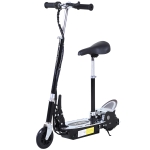 HomCom Patinete Eléctrico Scooter Plegable con Manillar y Asiento Ajustable - Color Negro - 81.5x37x96cm