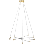 HOMCOM Lampa wisząca LED, 50W, 5 regulowanych rur świetlnych, regulowana, Lampa sufitowa do salonu, jadalni, kuchni, Złoto+Białe