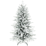 HOMCOM Künstlicher Weihnachtsbaum, 150cm Christbaum mit Schnee, 1162 Zweigen, klappbarem Metallständer