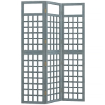 Outsunny 3-Panel Garden Privacy Screen, Freestanding Foldable Wooden Outdoor Divider/Trellis, Decorative Privacy Screen, Grey