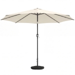 Outsunny Parasol env. Ø300 cm inclinable Parasol de balcon avec manivelle, base croisée, sac de sable, UV 30+ rétractable Blanc crème