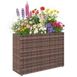 Outsunny Verhoogd plantenbed met verstelbare poten, rattan plantenbak met uitneembare inzet voor terras en balkon, bruin