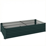 Outsunny Fioriera rettangolare in acciaio galvanizzato, 150x70x30 cm, Verde