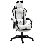 HOMCOM Sedia gaming ergonomica con orecchie gatto e schienale reclinabile, 65x62x124 cm, Bianco
