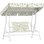 AIYAPLAY Kids Garden Swing Chair with Adjustable Canopy, Safety Belt, 2 Seater Hammock Swing Bench for Patio, Porch, White