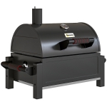 Outsunny Grill węglowy z pokrywą, rusztem do podgrzewania, podstawa do popiołu, termometr, nierdzewny, 67x53x55cm, czarny