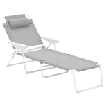 Outsunny Ligstoel opvouwbare strandstoel 4-laags tuinstoel textiel grijs