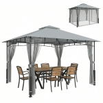 Outsunny Tente de Jardin avec Toit Double Tonnelle avec Parois en Moustiquaire UPF50+ pour Extérieur Terrasse 360x300x275 cm Gris