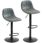 HOMCOM Bar Stools Set of 2, Modern Swivel Barstools with Footrest for Kitchen Island and Dining Room, Green