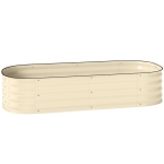 Outsunny Galvanised Raised Garden Bed, Metal Planter Box with Safety Edging, for Flowers, Herbs, Succulents, Cream White