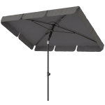Outsunny Parasol rectangulaire pour balcon avec inclinaison 3 positions manivelle parasol de plage à 8 baleines 183x122x222 cm Gris foncé