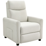 HOMCOM Poltrona Reclinabile 145° max in Tessuto Effetto Lino, Schiuma, Acciaio e Legno, 73x86x100 cm, Bianco Crema