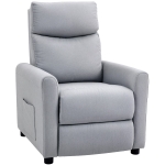HOMCOM Poltrona Reclinabile 145° max in Tessuto Effetto Lino, Schiuma, Acciaio e Legno, 73x86x100 cm, Grigio Chiaro