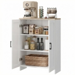 HOMCOM Buffet meuble cuisine rangement avec placard à portes et étagères réglables, 60 x 30 x 90 cm, blanc