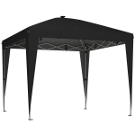 Outsunny Gazebo 3x3 m Dobrável Pop-Up com Altura Ajustável, UV50+ Gazebo de Jardim com Luz Central e USB, Controle Remoto, Bolsa de Transporte, para Exterior, Acampamento, Festas, Preto