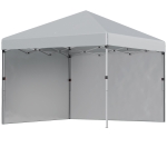 Outsunny 3 x 3 m Pop Up Gazebo, UPF 30+ Party Tent with 2 Sidewalls, Weight Bags and Wheeled Bag, Light Grey