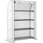 Outsunny Mini Greenhouse with Reinforced PE Cover, Portable Indoor Outdoor Green House with Roll-up Door, 170 x 120 x 50cm, White