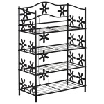 HOMCOM plantenrek bloemenrek plantenstandaard plantenetagere metaal 4 niveaus zwart