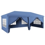 Outsunny 3 x 6m Pop-Up Gazebo, with Curtain Walls and Windows - Blue