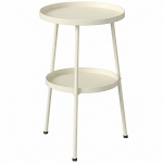 Outsunny Tavolino da Giardino Ø36 cm, Tavolino da Balcone in Metallo, Tavolo da Esterno Rotondo per Giardino, Terrazza e Balcone, Bianco Crema