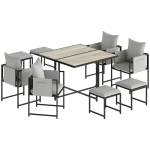Outsunny Nine-Piece Steel Frame Garden Dining Set - Dark Grey