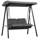 Outsunny 2 Seater Garden Swing Chair with Adjustable Tilting Canopy, Outdoor Hammock Bench with Steel Frame for Patio, Grey