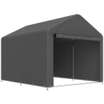 Outsunny 6.6 x 7.8ft Outdoor Garden Storage Shed, Waterproof Bike Tent with Roll-up Zipper Door, Galvanised Metal Frame, Portable Shed Shelter Carport for Motorcycle Garden Tools, Dark Grey